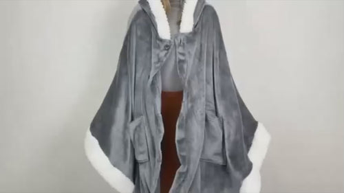 Angel Wrap Hoodie Sherpa Poncho Blanket