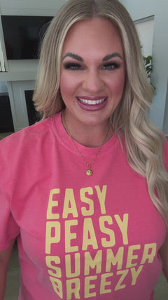 Easy Peasy Summer Breezy Graphic Tee – Coral Pink Unisex Fit S–3XL