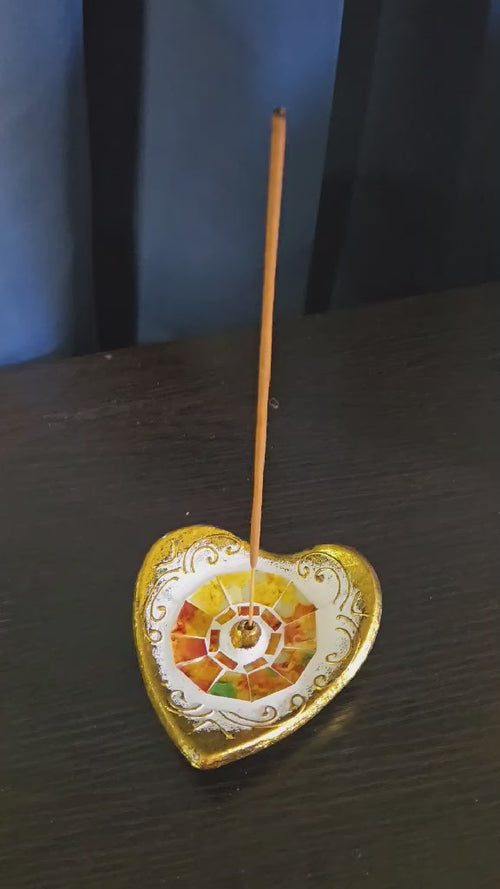 Mosaic Heart Incense Holder – Decorative Burner