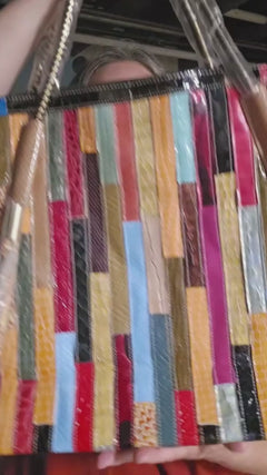 Colorful Genuine Leather Patchwork Tote Bag