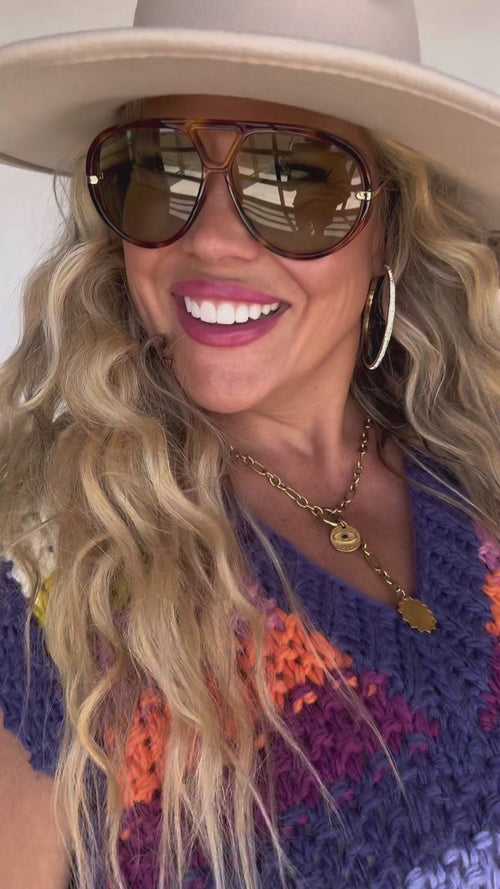 Longer Length Marley Snap Button Sweatshirt – Vintage Black, Magenta, Rust & Grey