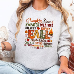 Pumpkin Spice Sweater Weather Graphic Sweatshirt in Ash Grey