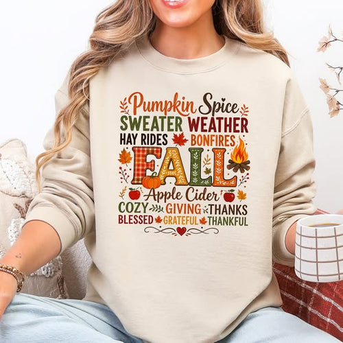 Pumpkin Spice Sweater Weather Graphic Sweatshirt in Sand