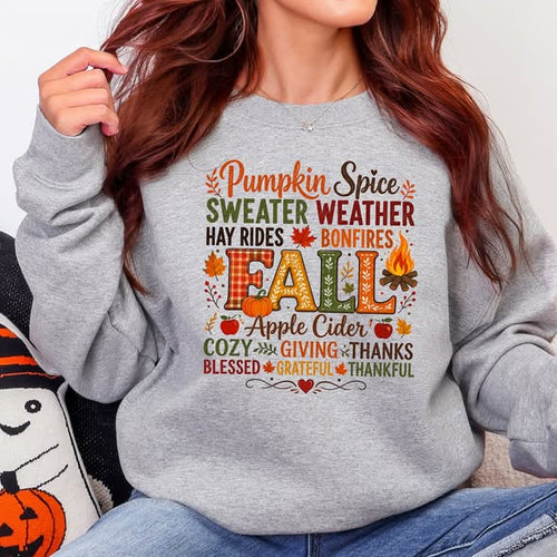 Pumpkin Spice Sweater Weather Graphic Sweatshirt in Sport Grey