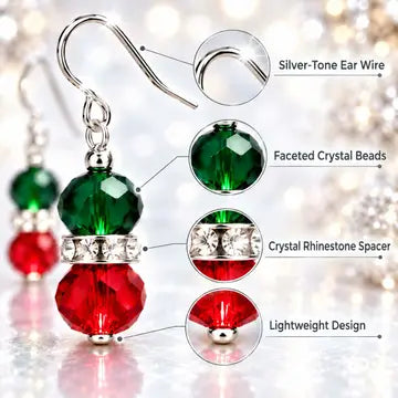 Crystal bead and rhinestone detail illustration for Christmas earrings