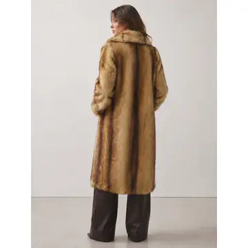 Camel Sag Harbor faux fur coat, supplier back view