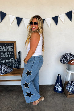 Sideline Star Jeans styled for game day