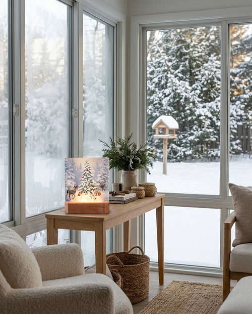 Woodland Christmas LED Nightlight | Snowy Tree & Forest Animals
