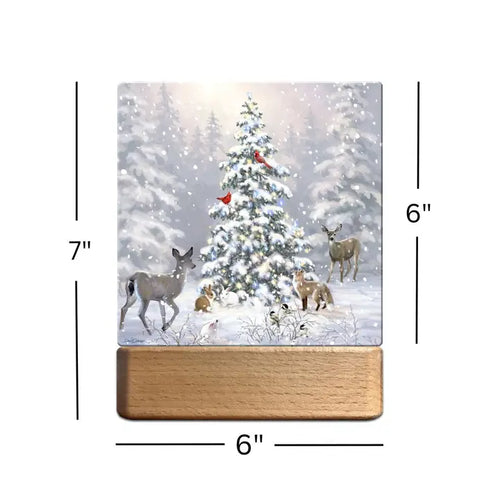 Woodland Christmas LED nightlight dimensions view