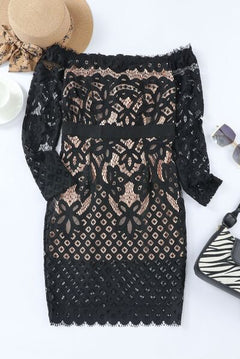 Elegance in Lace Off-Shoulder Long Sleeve Dress