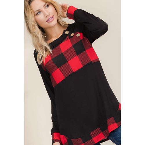 Women's Plaid Tops With Button Accents