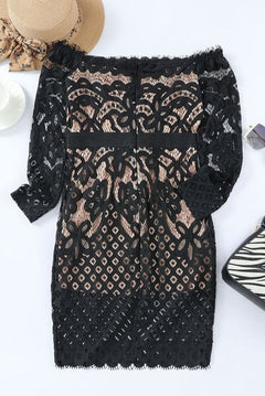 Elegance in Lace Off-Shoulder Long Sleeve Dress