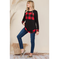 Women's Plaid Tops With Button Accents