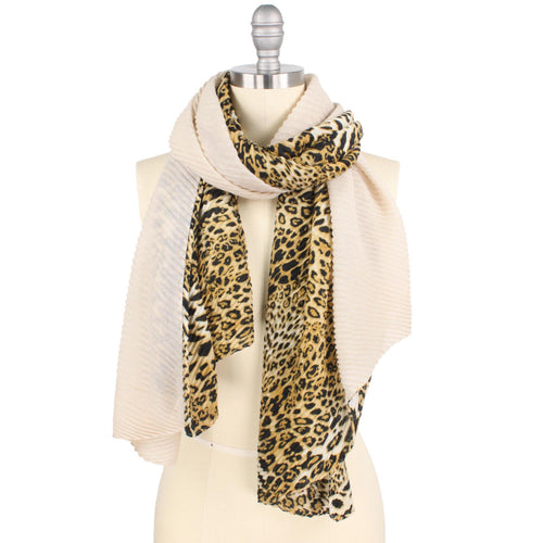 Leopard print H&H pleated scarf - Animal Print Scarf - Accent Scarf - Women's Scarves