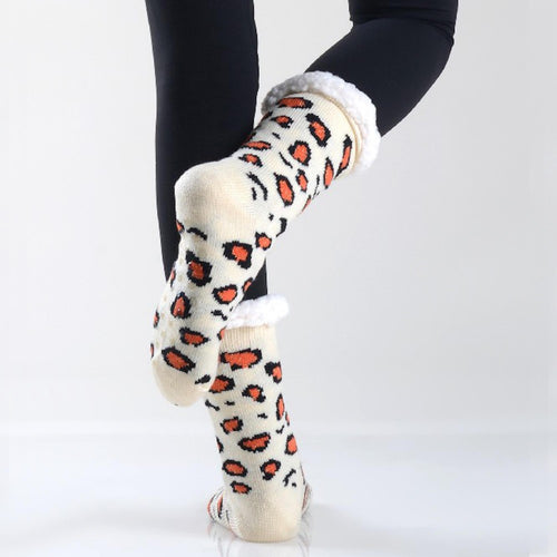 Assorted Print Knit Sherpa Socks