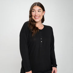 Women's Plus Sized Oversized Tunic With Half Button Detail