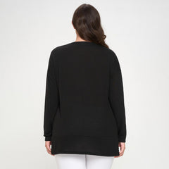 Women's Plus Sized Oversized Tunic With Half Button Detail