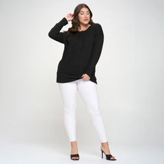 Women's Plus Sized Oversized Tunic With Half Button Detail