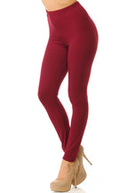 Buttery Smooth Basic Solid Leggings In Burgandy Sizes Regular & Plus- Overstock Sale