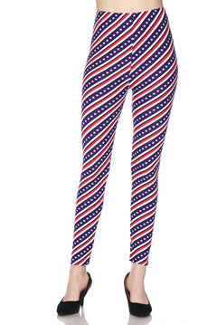 Buttery Soft Spiral Stars And Stripes Leggings