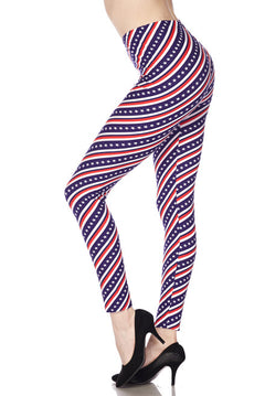 Buttery Soft Spiral Stars And Stripes Leggings