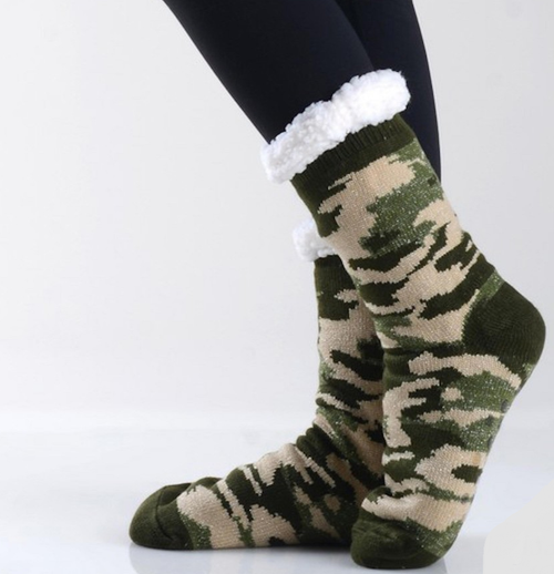 Assorted Print Knit Sherpa Socks