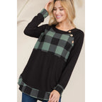 Women's Plaid Tops With Button Accents